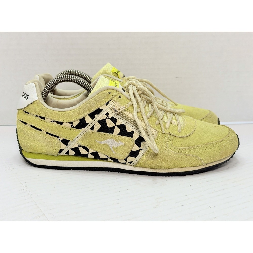 Y2K KangaROOS Magnolia Prints Lime Green Suede Sneakers Womens 9 EU 40 Vintage